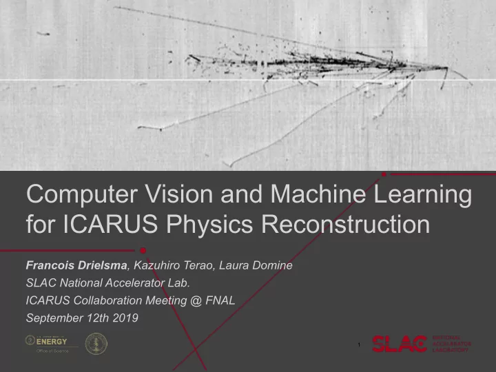computer vision and machine learning for icarus physics