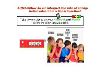 AIM(2.3):  How do we interpret the rate of change and  initial value from a linear function? Take
