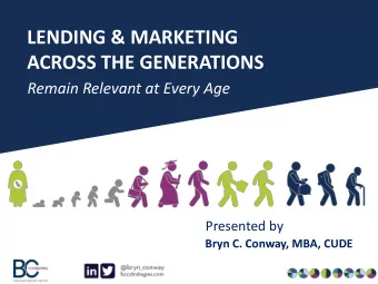 LENDING &amp; MARKETING  ACROSS THE GENERATIONS  Remain Relevant at Every Age  Presented by  Bryn