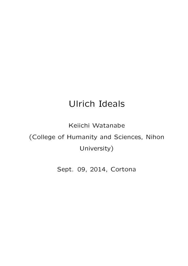 ulrich ideals