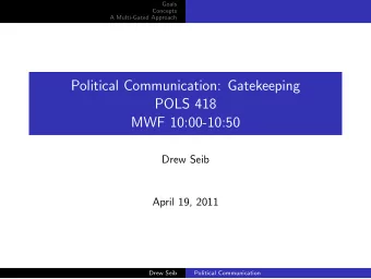 Political Communication: Gatekeeping  POLS 418  MWF 10:00-10:50  Drew Seib  April 19, 2011  Drew