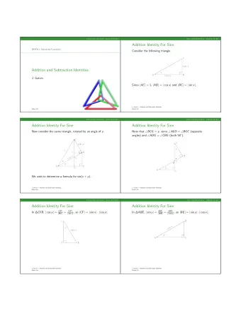Addition Identity For Sine  MHF4U: Advanced Functions  Consider the following triangle.  Addition