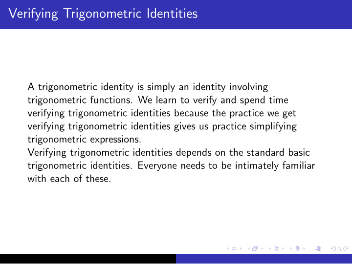 verifying trigonometric identities