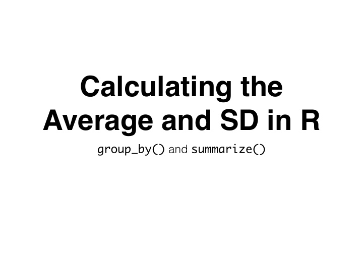 calculating the average and sd in r