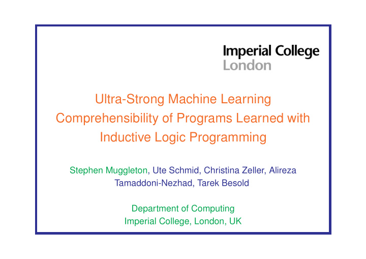 ultra strong machine learning comprehensibility of
