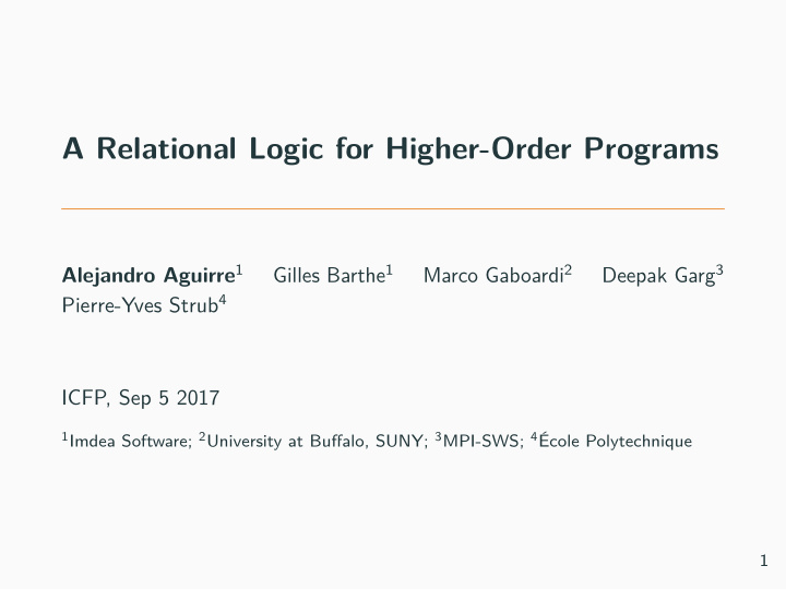 a relational logic for higher order programs
