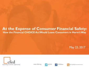 Who We Are Our mission at  CFED is to make  it possible for