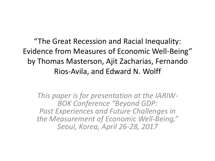 the great recession and racial inequality evidence from