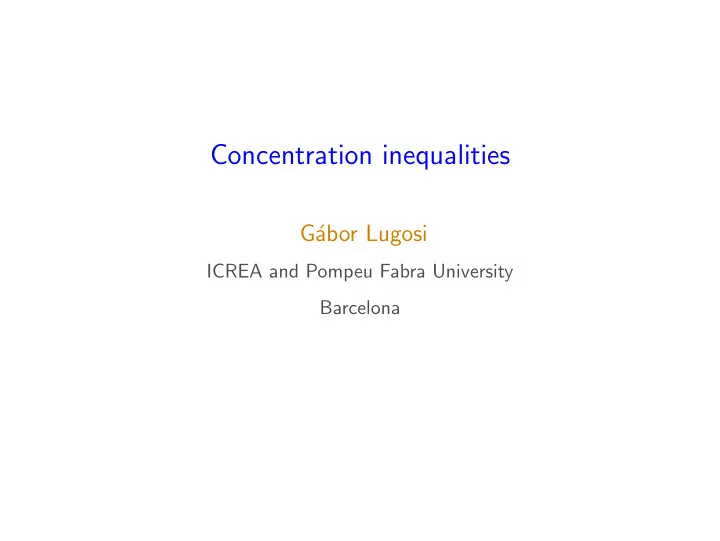 concentration inequalities