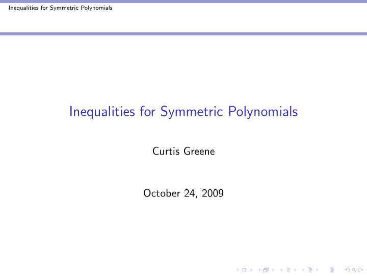 inequalities for symmetric polynomials