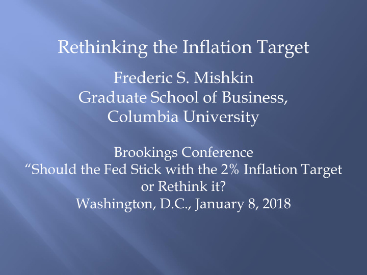 rethinking the inflation target