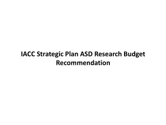 IACC Strategic Plan ASD Research Budget  Recommendation  Lost Potential Due to Autism  Autism is a