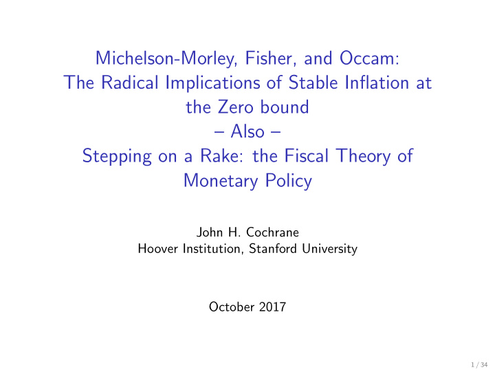 michelson morley fisher and occam the radical