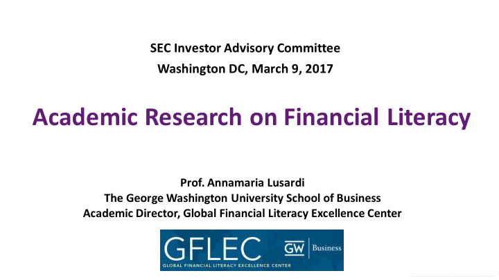 academic research on financial literacy