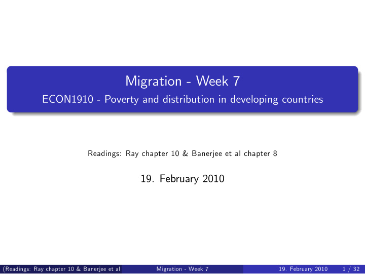 migration week 7