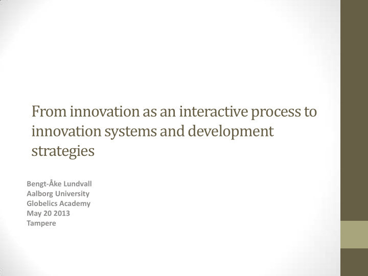 from innovation as an interactive process to