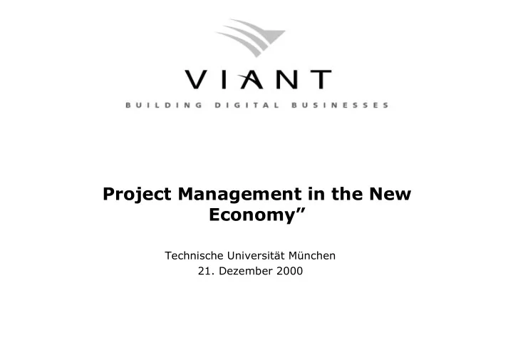 project management in the new economy