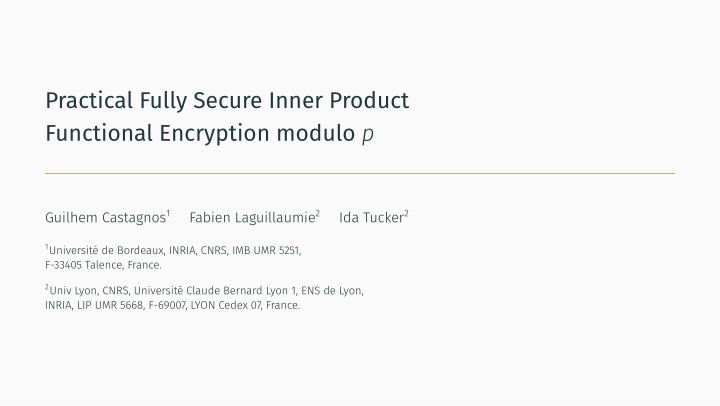 practical fully secure inner product functional