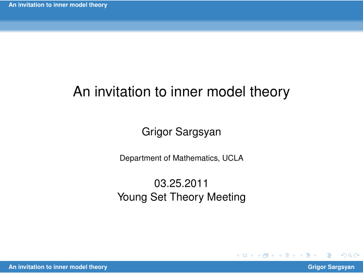 an invitation to inner model theory