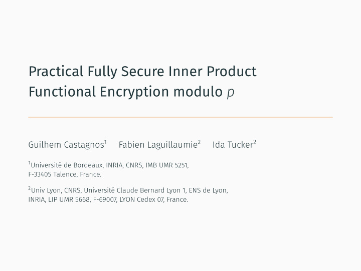 practical fully secure inner product functional