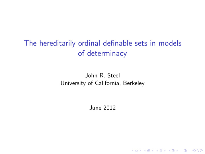 the hereditarily ordinal definable sets in models of