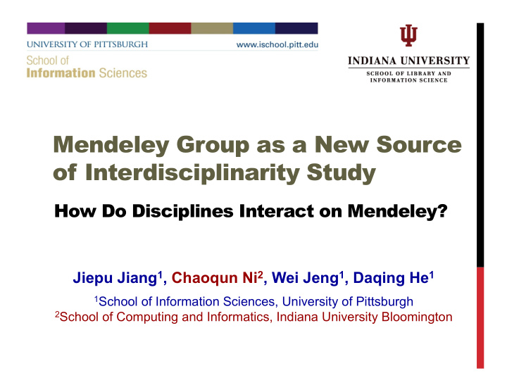 mendeley group as a new source of interdisciplinarity
