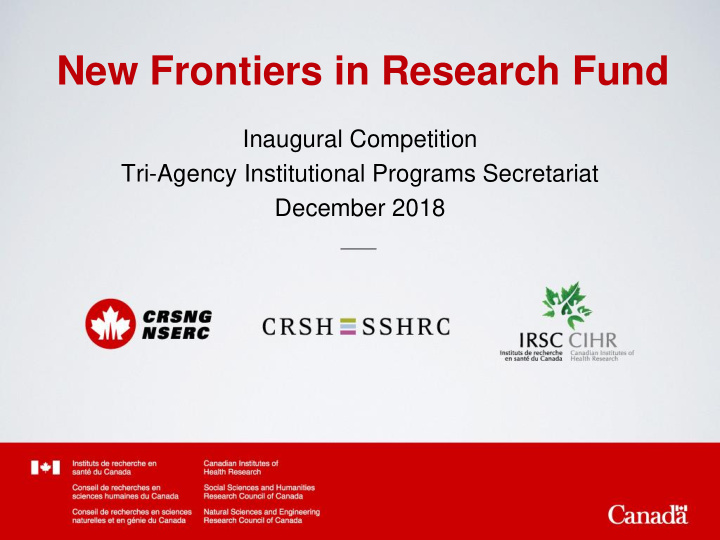 new frontiers in research fund