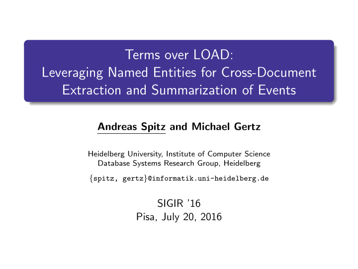 terms over load leveraging named entities for cross