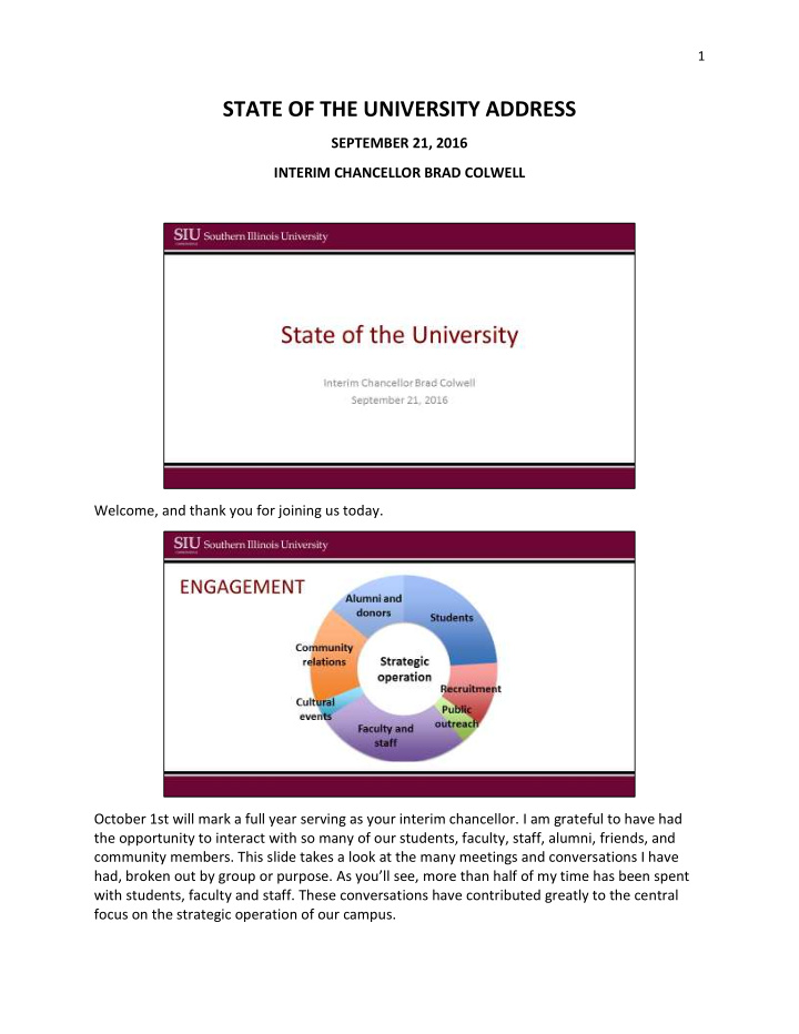 state of the university address