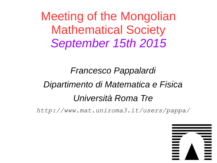 meeting of the mongolian mathematical society september