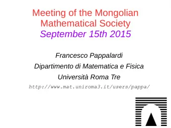 Meeting of the Mongolian  Mathematical Society  September 15th 2015  Francesco Pappalardi