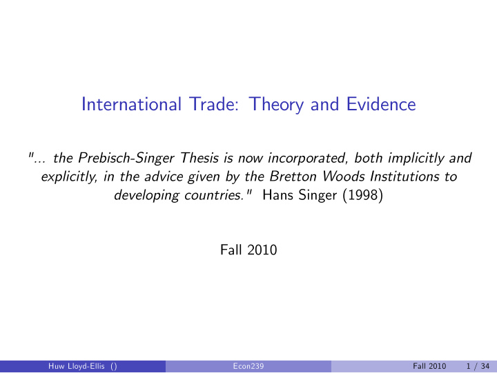 international trade theory and evidence