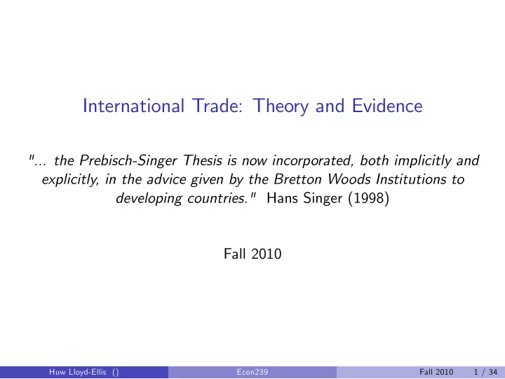 international trade theory and evidence