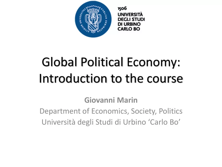 introduction to the course