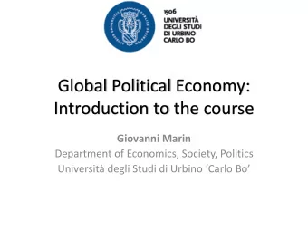 Introduction to the course  Giovanni Marin  Department of Economics, Society, Politics  Universit