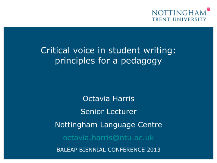 critical voice in student writing