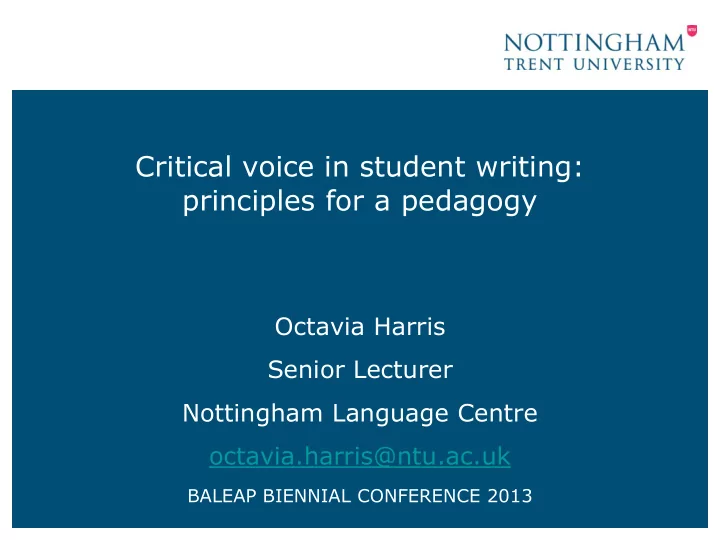 critical voice in student writing