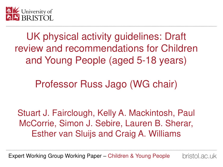 uk physical activity guidelines draft