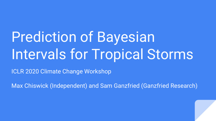 prediction of bayesian intervals for tropical storms
