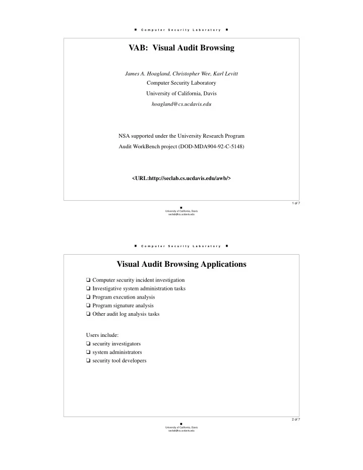 vab visual audit browsing