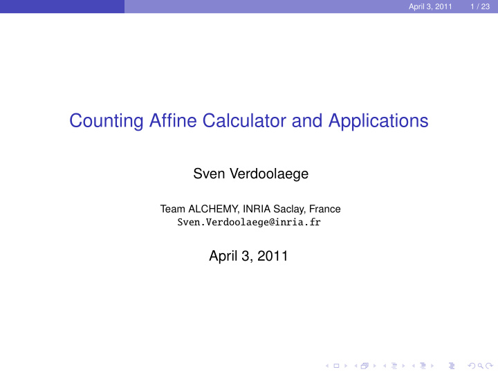 counting affine calculator and applications