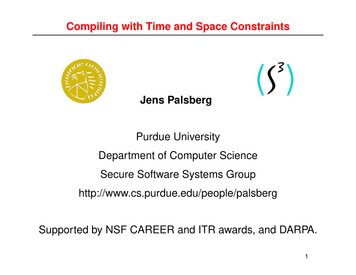 compiling with time and space constraints jens palsberg
