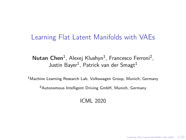 learning flat latent manifolds with vaes