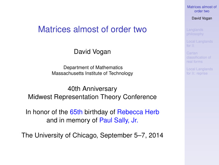 matrices almost of order two