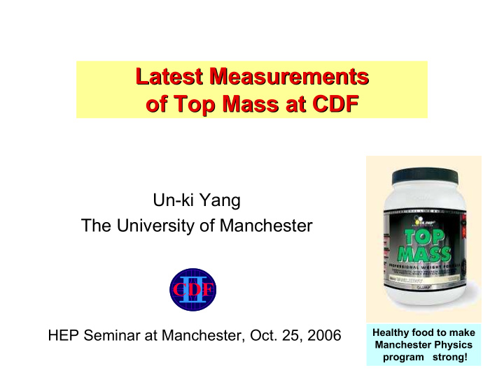 latest measurements latest measurements of top mass at
