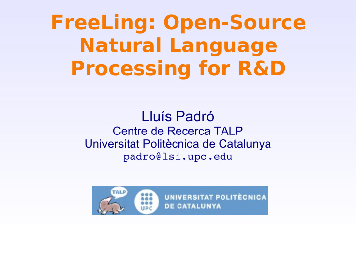 freeling open source natural language processing for r d