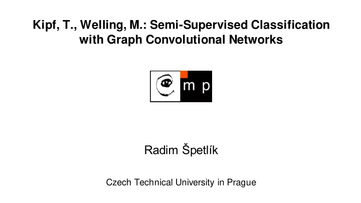 kipf t welling m semi supervised classification with