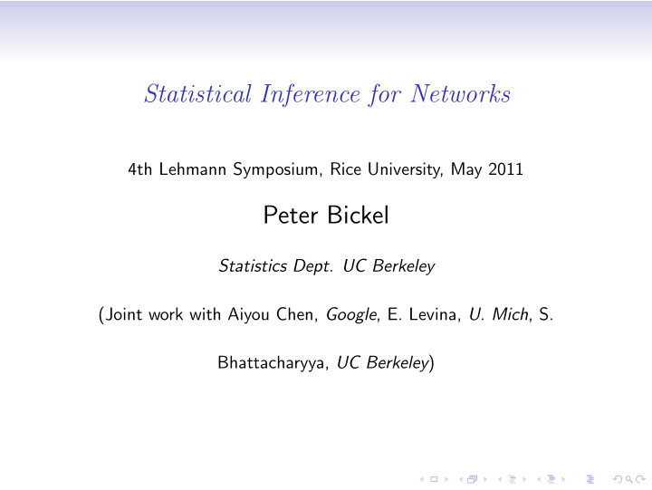 statistical inference for networks