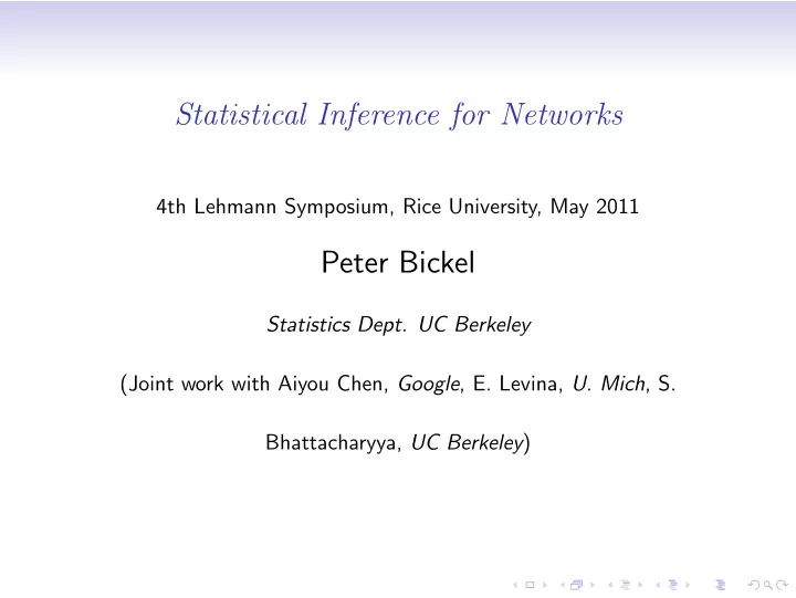 statistical inference for networks