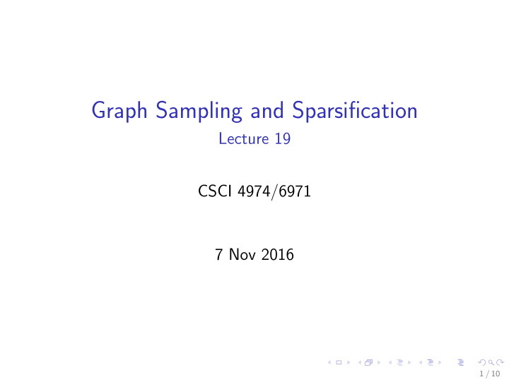 graph sampling and sparsification